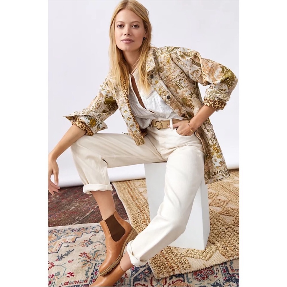 Anthropologie PILCRO THE FIELDER DENIM Floral SHIRT JACKET Size S